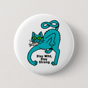 Quirky Expressive Cat 6 Cm Round Badge