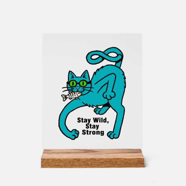 Quirky Expressive Cat Acrylic Sign (Front)