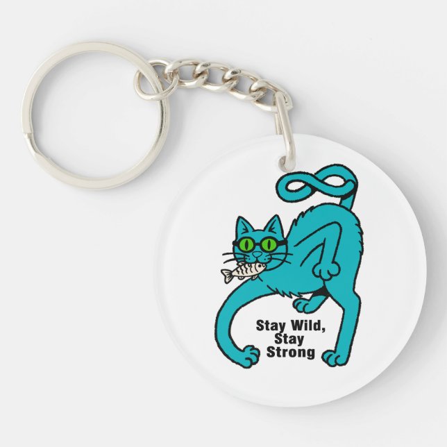 Quirky Expressive Cat Key Ring (Front)