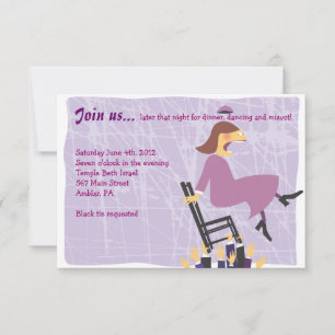 Quirky Female Bat Mitzvah Reception Party Card