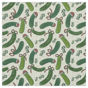 Quirky Festive Christmas Pickles Pattern Fabric