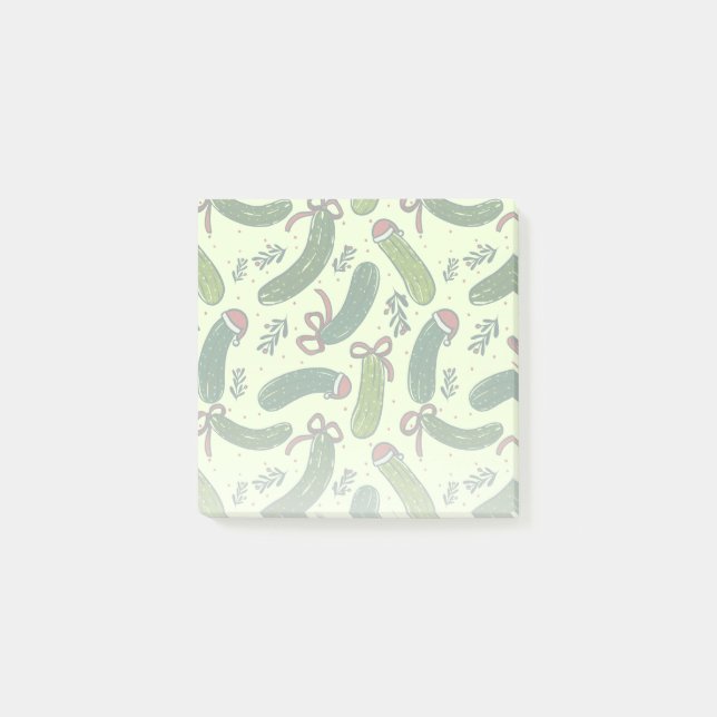 Quirky Festive Christmas Pickles Pattern Post-it Notes (Front)