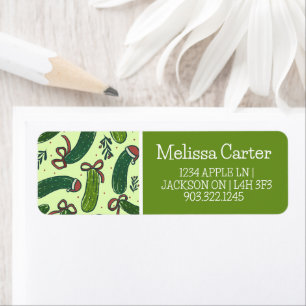 Quirky Festive Christmas Pickles Pattern Return Address Label