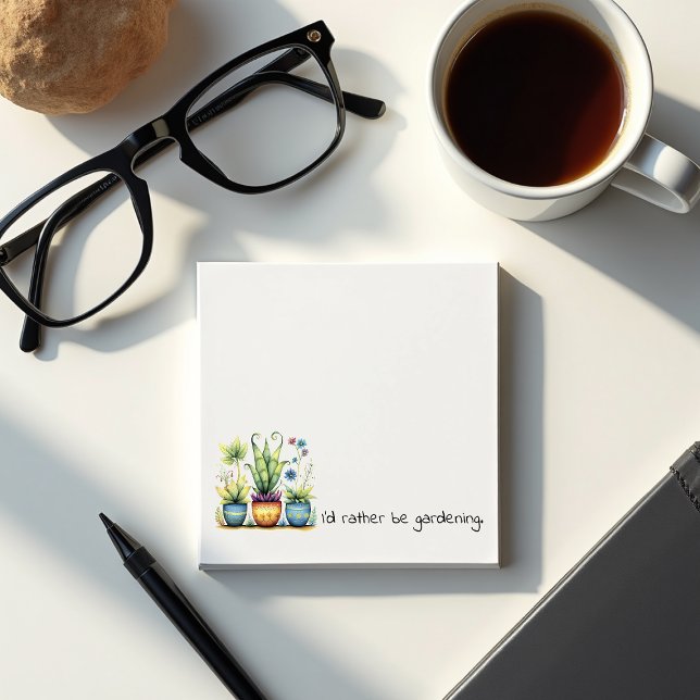 Quirky Flower Pots I'd Rather Be Gardening Post-it Notes (Creator Uploaded)