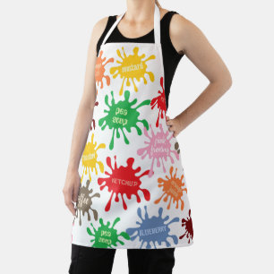 Quirky Food Spills Colorful Pattern Apron
