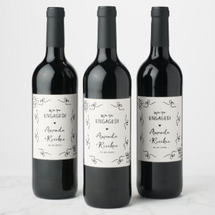 Quirky French Vintage Whimsy Bows Engagement Party Wine Label