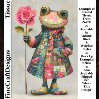 Quirky Frog, Colourful Coat, Rose DL7L Decoupage Tissue Paper