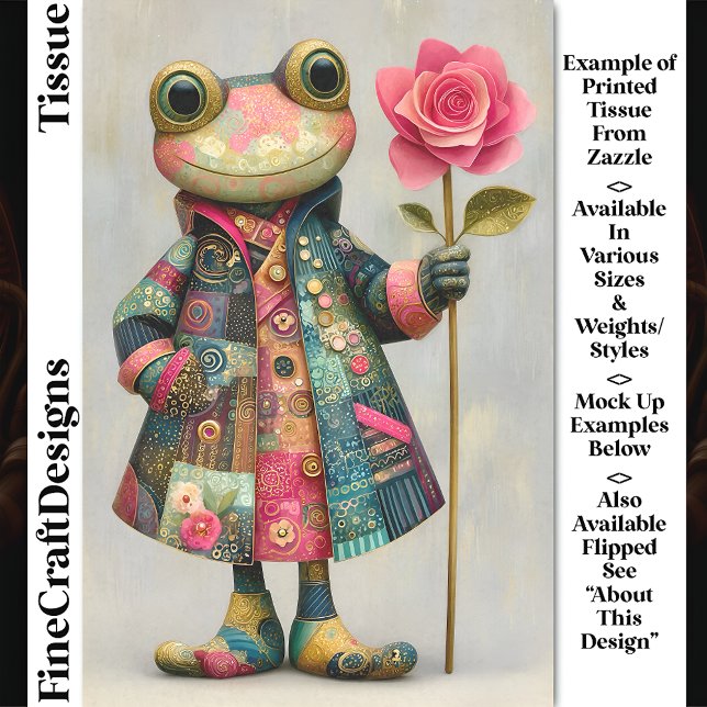 Quirky Frog, Colourful Coat, Rose DL7R Decoupage Tissue Paper (Creator Uploaded)