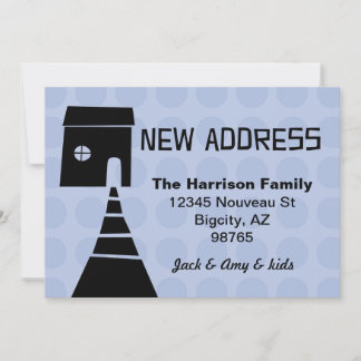 Quirky Fun New Address Blue Announcement