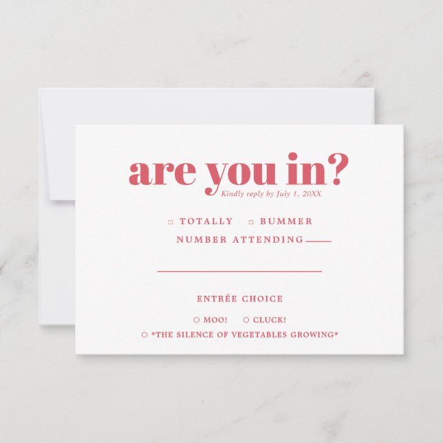 Quirky Fun Wedding RSVP | 70s Typography Announcement (Front)