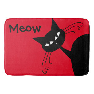 Quirky Funny Black Cat Feline Bath Mat