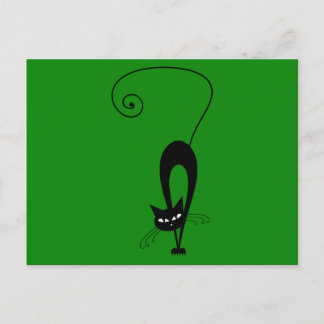 Quirky Funny Black Cat Feline Postcard