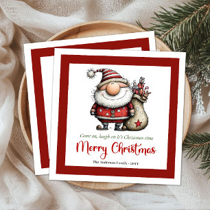 Quirky Funny Santa Claus Cartoon Holiday Party Napkin