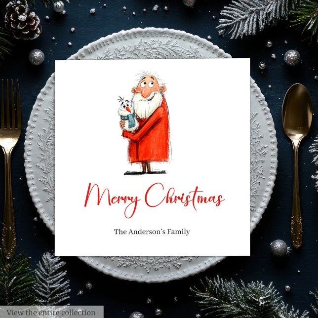 Quirky Funny Santa Claus Holiday Cocktail Napkins (Quirky Funny Santa Claus Holiday Cocktail Napkins)