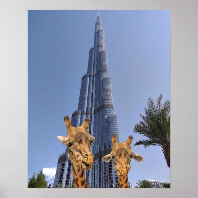 Quirky Giraffes at Burj Khalifa Wall Art (Front)