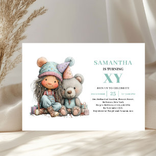 Quirky Girl 4th Birthday Whimsical Pastel invites