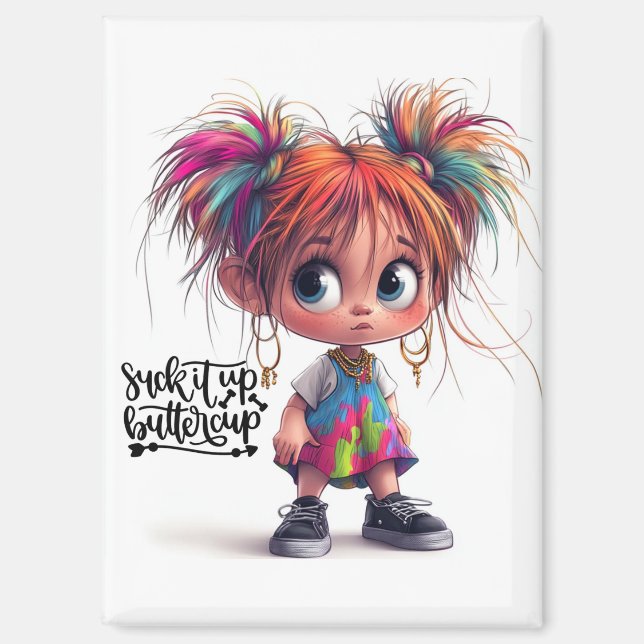 Quirky Girl Buttercup Magnet (Front)