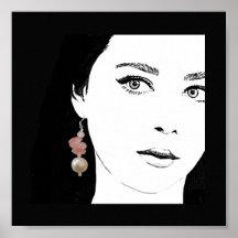 Quirky girl face fashion illustration fine art