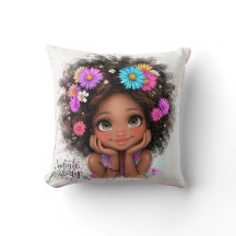 Quirky Girl Radiate Positivity Throw Pillow