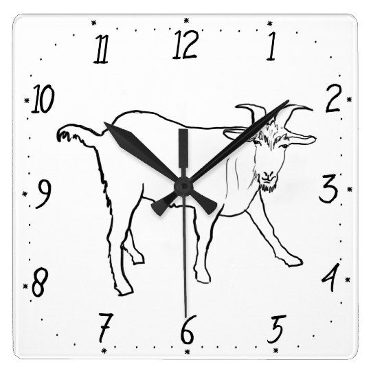 Quirky Goat Simple Line Drawing Funny Animal Art Square Wall Clock Zazzle Com Au