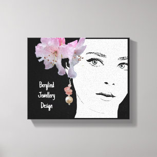 Quirky gothic woman in pink by Berglind Design Ca Canvas Print