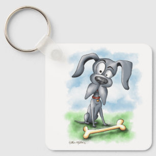 Quirky Great Dane Cartoon Key Ring