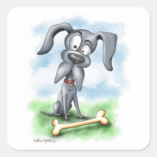 Quirky Great Dane Cartoon Square Sticker