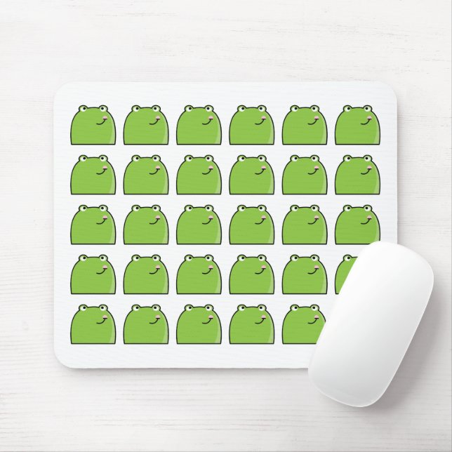 Quirky Green Frog Pattern | Cute Animal Mouse Pad (With Mouse)