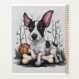 Quirky Halloween Pup: Spotted Dog with Basketball Planner
