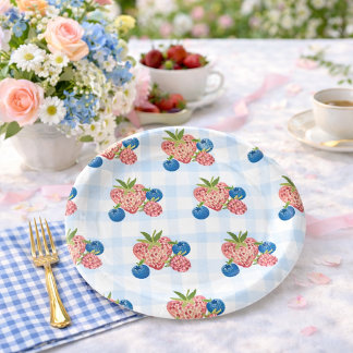 Quirky Hand Drawn Berry Sweet Baby Shower Paper Plate