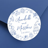 Quirky Hand Drawn Blue Whimsical Wedding