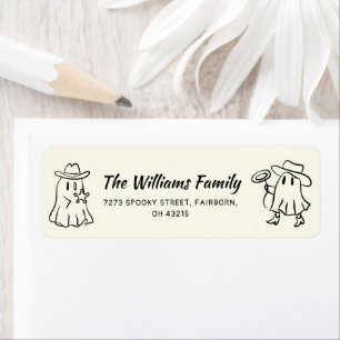 Quirky Hand Drawn Doodle Cowboy Ghost Halloween Return Address Label