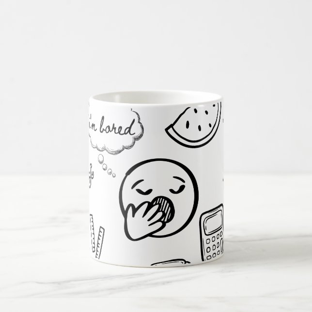 Quirky Hand Drawn Doodle Pattern Coffee Mug (Center)