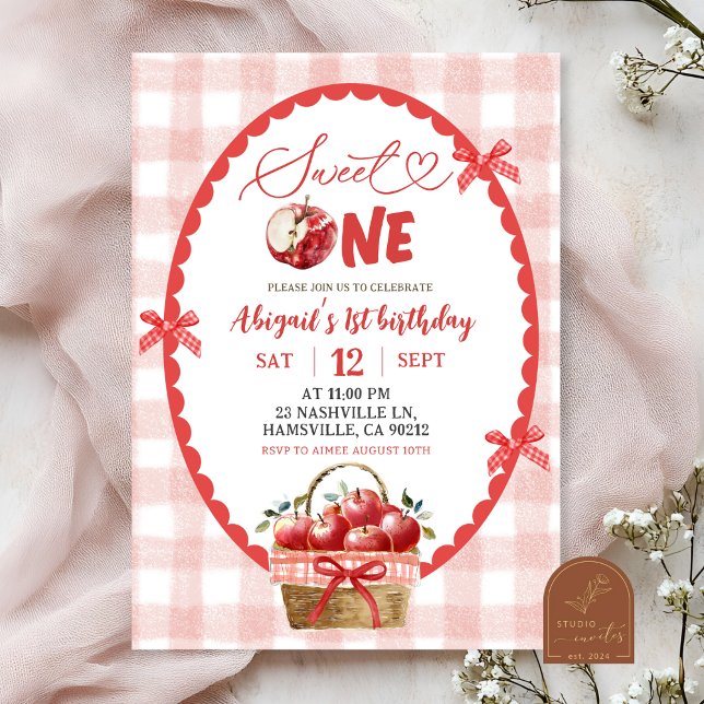 Quirky Hand Drawn Illustration Apple 1st Birthday  Invitation (Creator Uploaded)