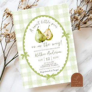 Quirky Hand Drawn Illustration Pear Baby Shower Invitation