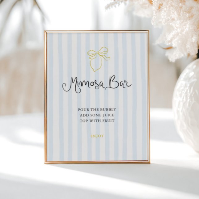 Quirky Hand Drawn Lemon Striped Mimosa Bar Poster (Creator Uploaded)