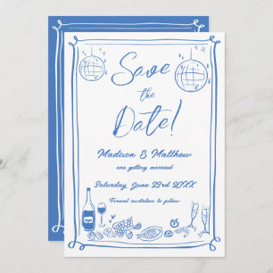 Quirky Hand Drawn Scribble Doodles Wedding  Save The Date