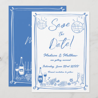 Quirky Hand Drawn Scribble Doodles Wedding  Save The Date
