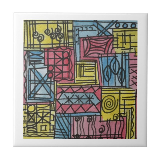 Quirky-Hand Painted Watercolor Art Ceramic Tile (Front)