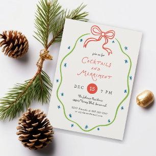 Quirky Handdrawn Doodles Festive Cocktail Party Invitation