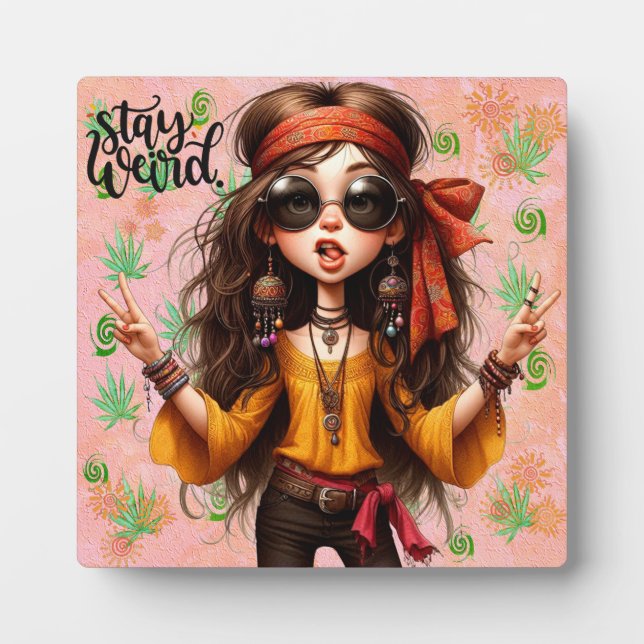 Quirky Hippie Chic Weird Tabletop Plaque w/ Easel (Front)