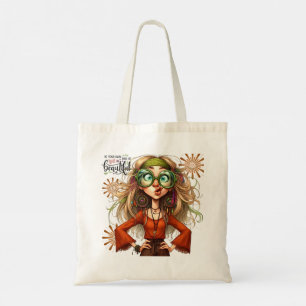 Quirky Hippie Lady Beautiful Tote Bag