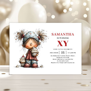 Quirky Humor Girl Birthday Cartoon invitation