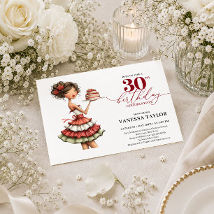 Quirky Humour Woman 30th Birthday Marsala Red Part Invitation