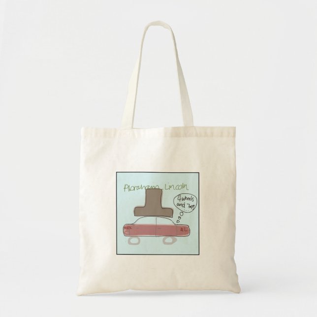 Quirky Illustrated Abe Lincoln Tote Bag (Front)