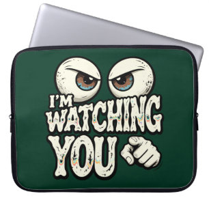 Quirky "I'M WATCHING YOU" Retro Eyes Laptop Sleeve