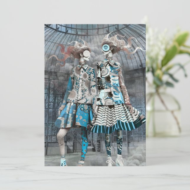 Quirky in Blue | Blank Greeting Card (Standing Front)