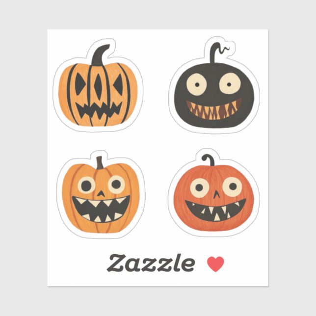 Quirky Jack-o-lanterns Halloween Pumpkins (Sheet)