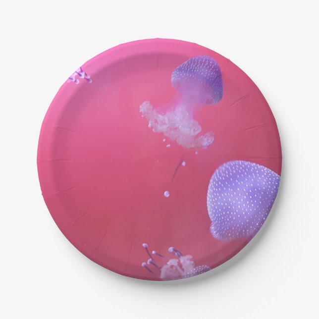 Quirky Jellyfish in the Pink Water Paper Plate (Front)