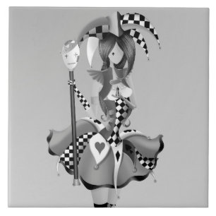 quirky jester and puppet King Ceramic Tile